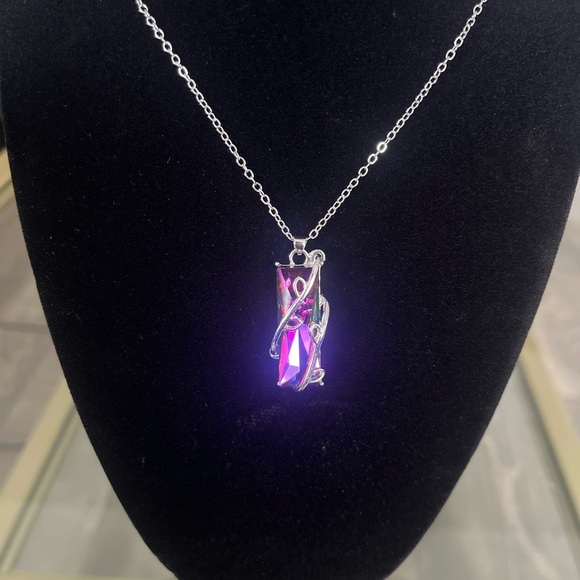 Handcrafted Prism Colored Crystal Wrapped Necklace - Picture 6 of 7